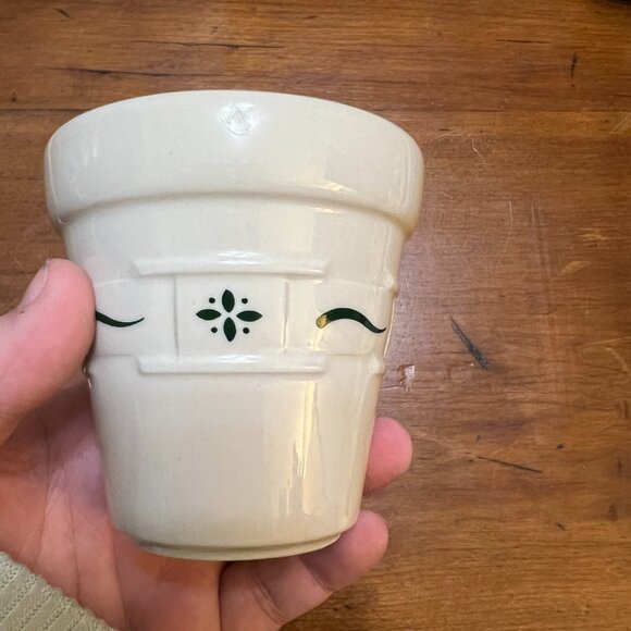Vintage Longaberger Pottery Planter Pot 3 inch tall Green Cottagecore Country - Picture 2 of 5